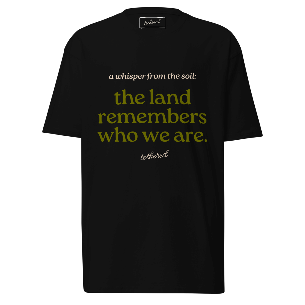 white whispers tee unfolded displaying subtle design on front