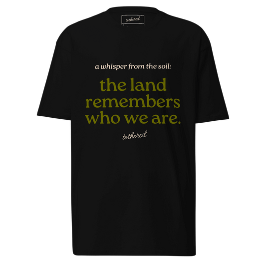 white whispers tee unfolded displaying subtle design on front